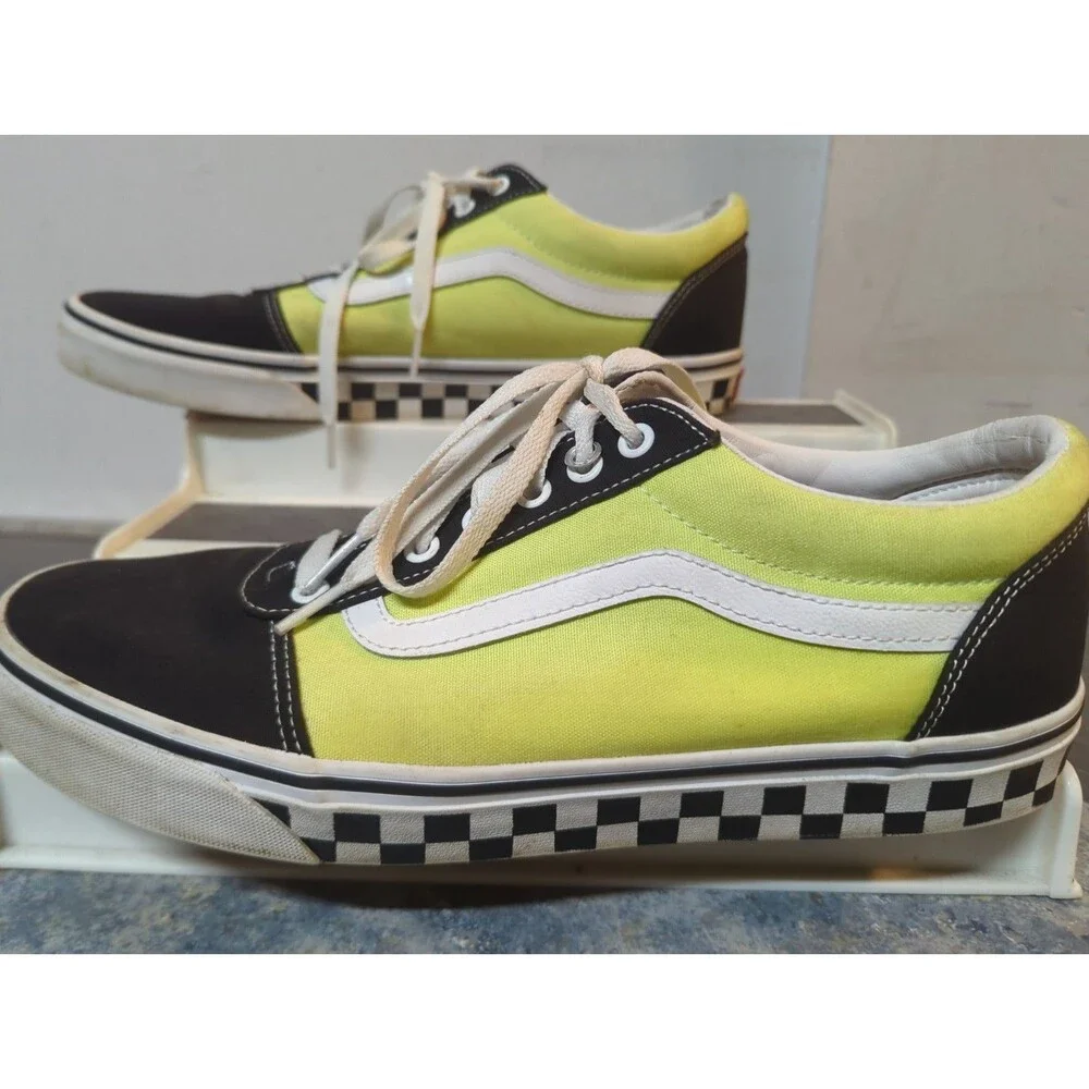 Vintage Vans Tennis Shoe Size 1Men’s US Checkered Sole W/ Lime Green/Yellow